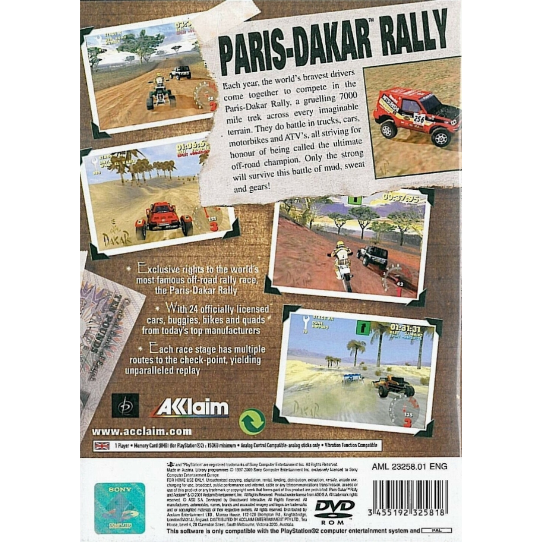 Paris-Dakar Rally back cover