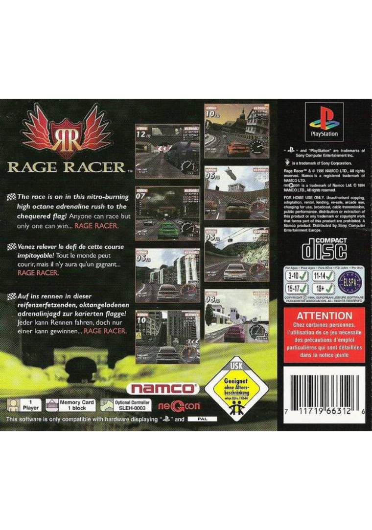 Rage Racer back cover