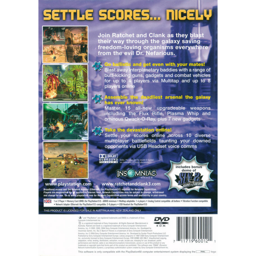 Ratchet & Clank 3: Up Your Arsenal back cover