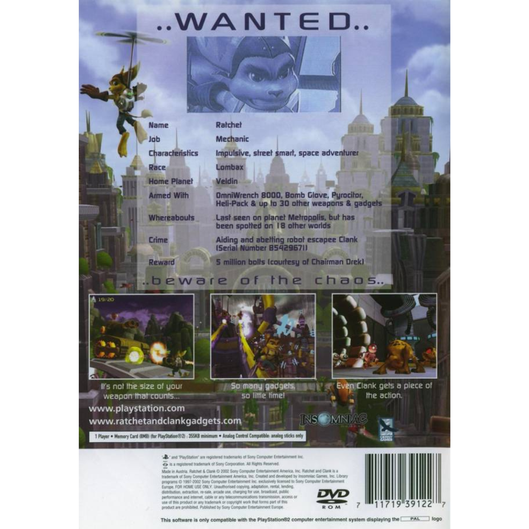 Ratchet & Clank (Platinum) back cover