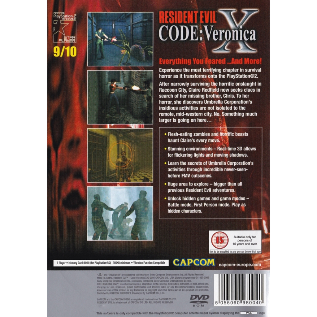 Resident Evil: Code Veronica X (Platinum) back cover