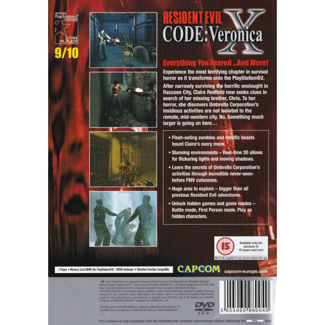 Resident Evil: Code Veronica X (Platinum) back cover
