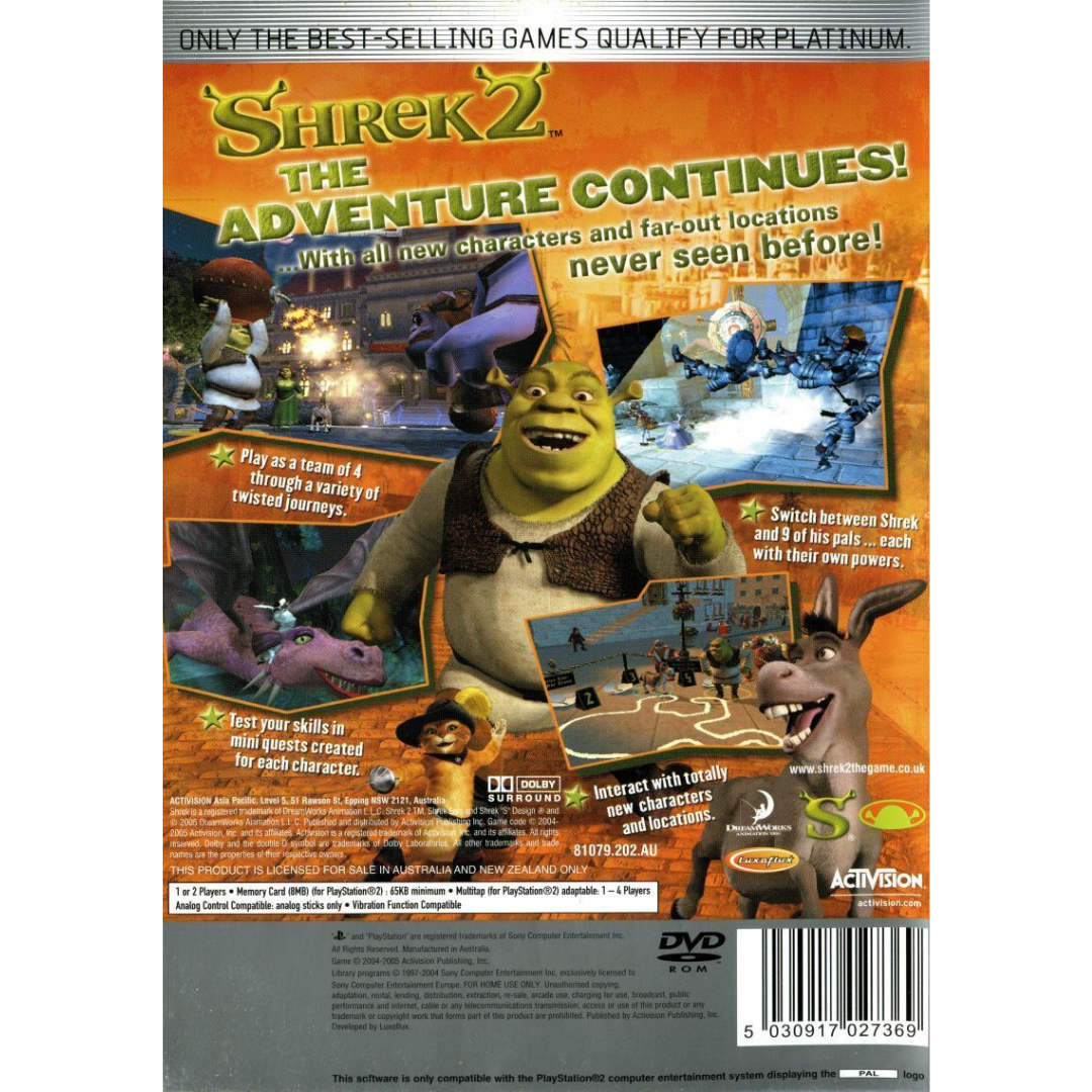 Shrek 2 (Platinum) back cover