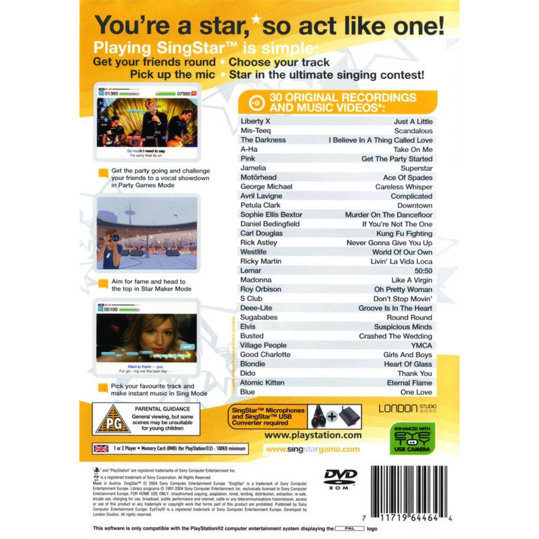 SingStar back cover
