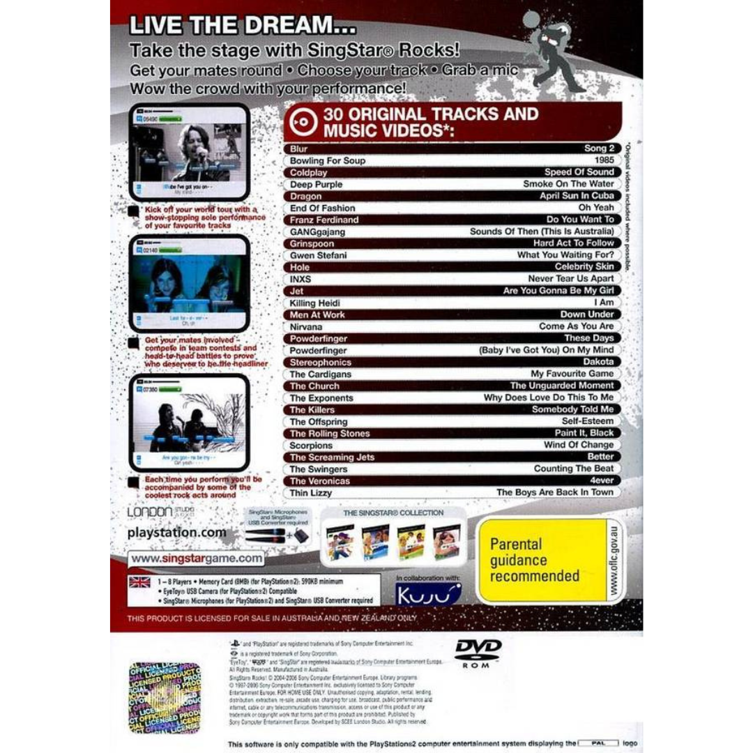 SingStar Rocks! back cover