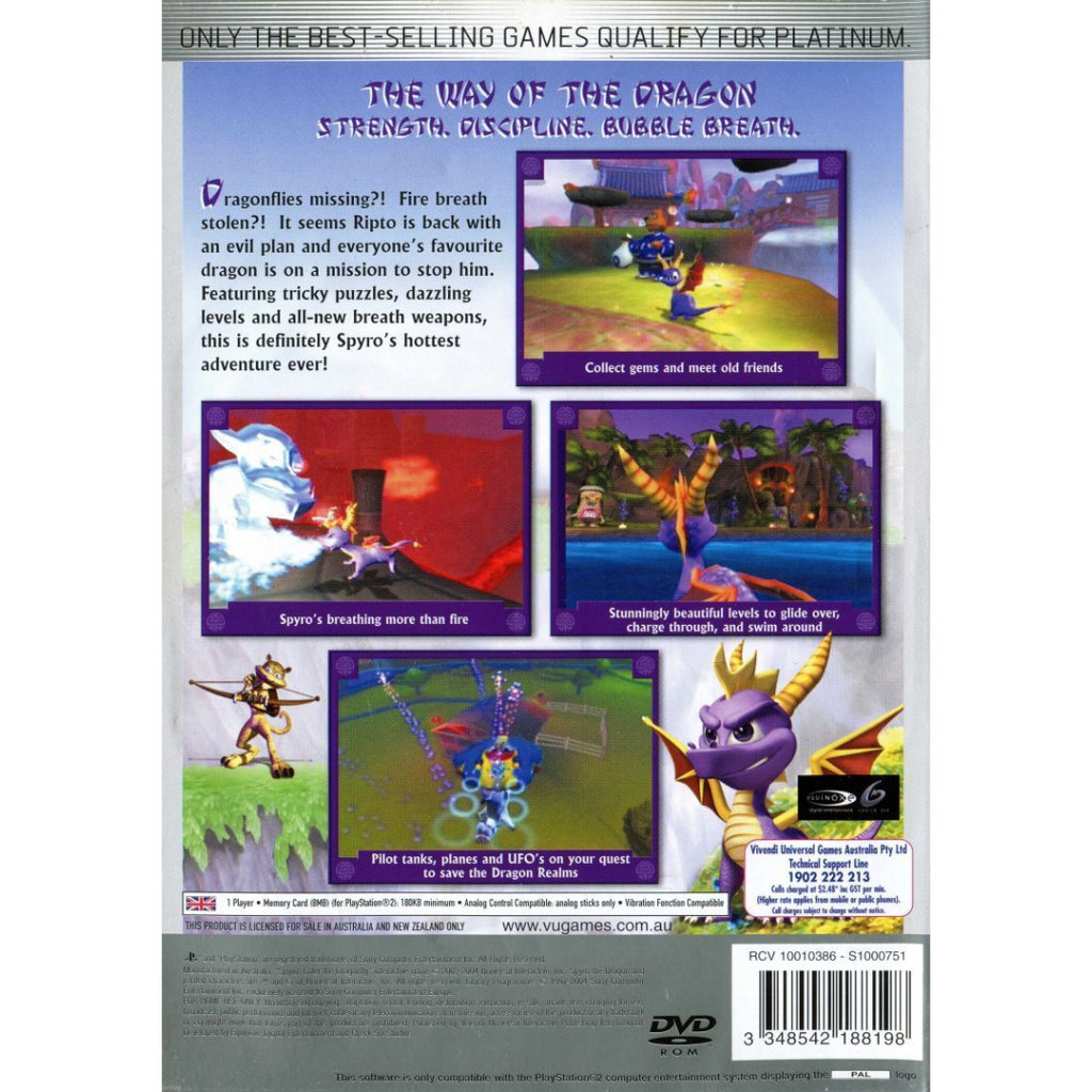 Spyro: Enter the Dragonfly (Platinum) back cover