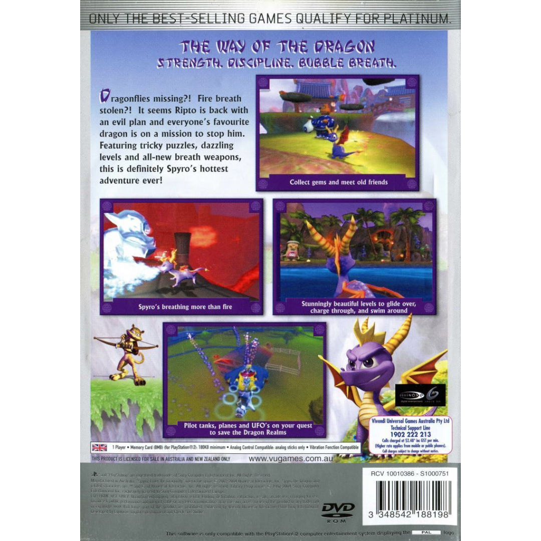 Spyro: Enter the Dragonfly (Platinum) back cover