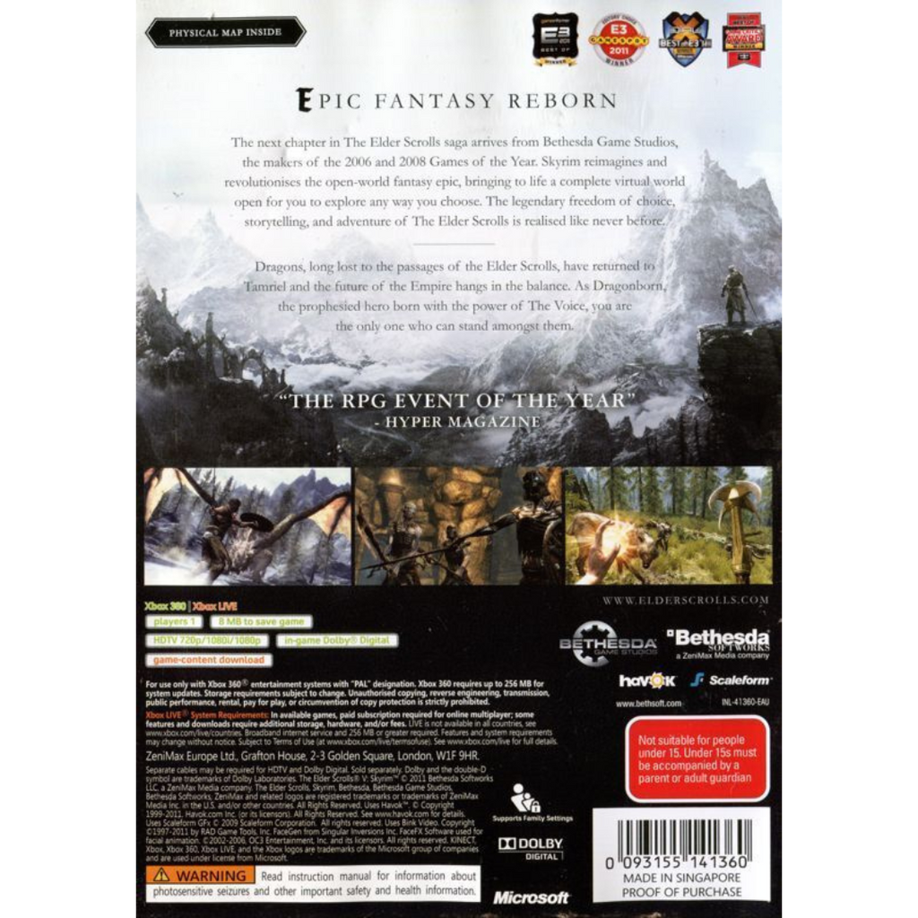 The Elder Scrolls V: Skyrim back cover