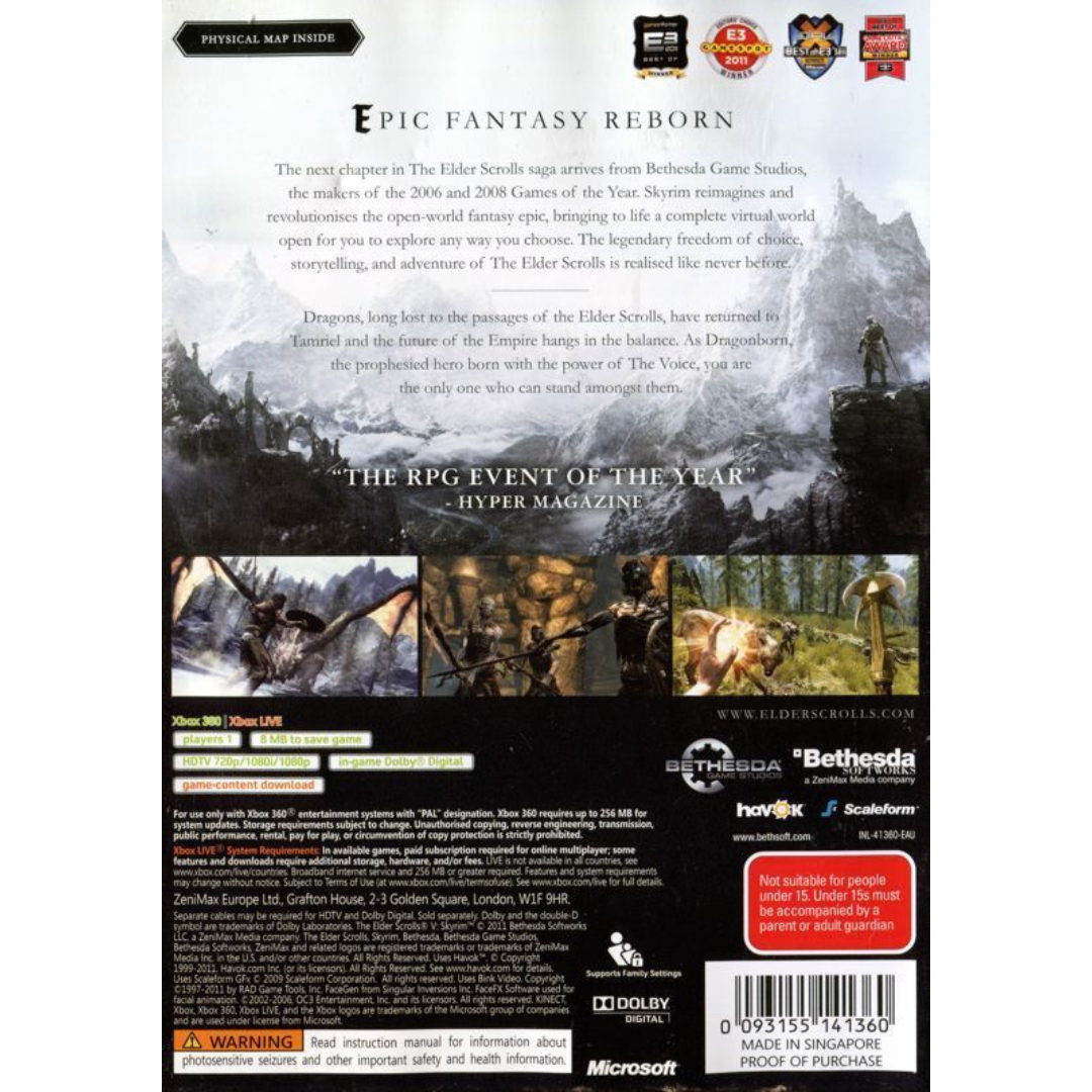 The Elder Scrolls V: Skyrim back cover