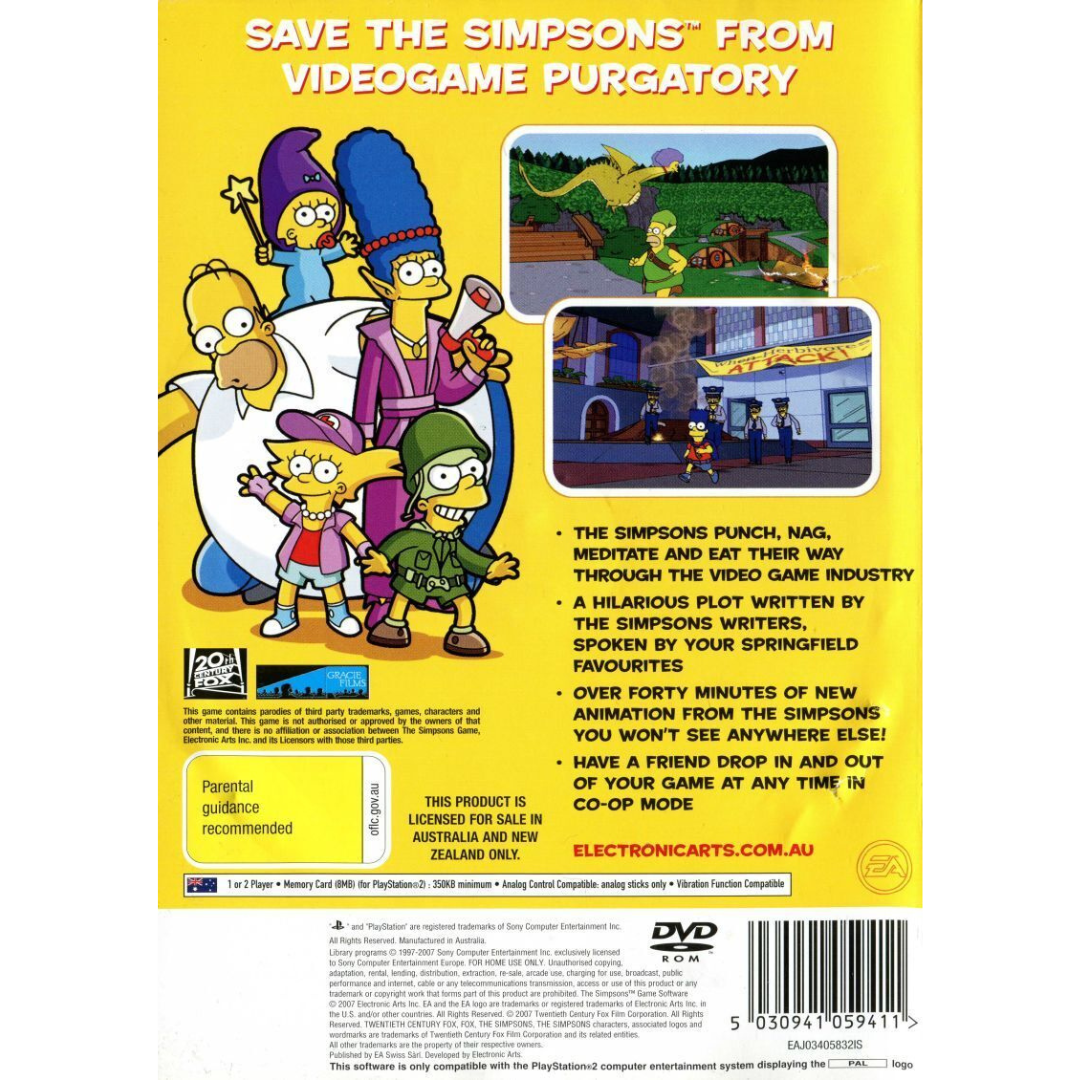The Simpsons Game back cover