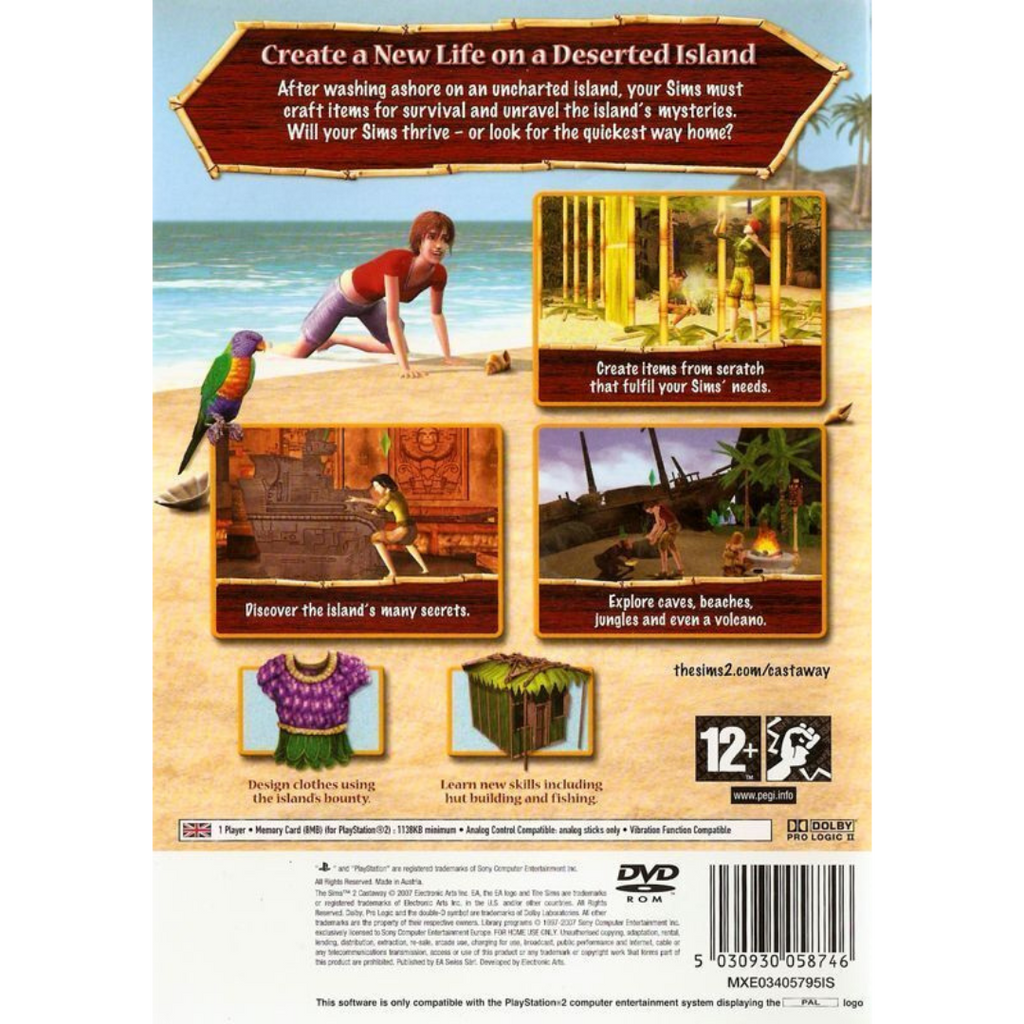 The Sims 2: Castaway (Platinum) back cover