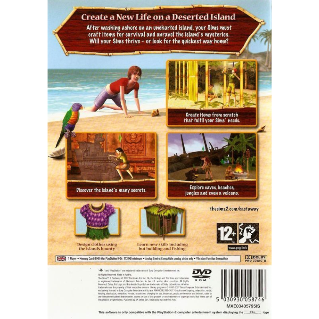 The Sims 2: Castaway (Platinum) back cover