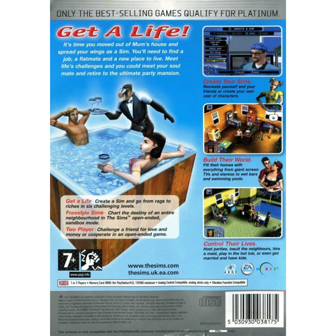 The Sims (Platinum) back cover