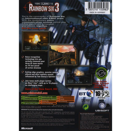 Tom Clancy's Rainbow Six 3 back cover