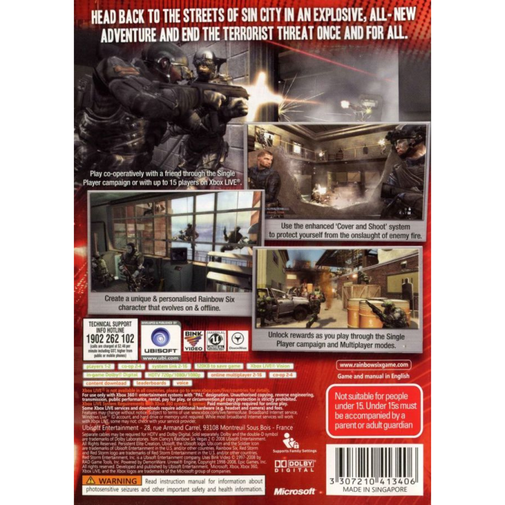 Tom Clancy's Rainbow Six: Vegas 2 back cover