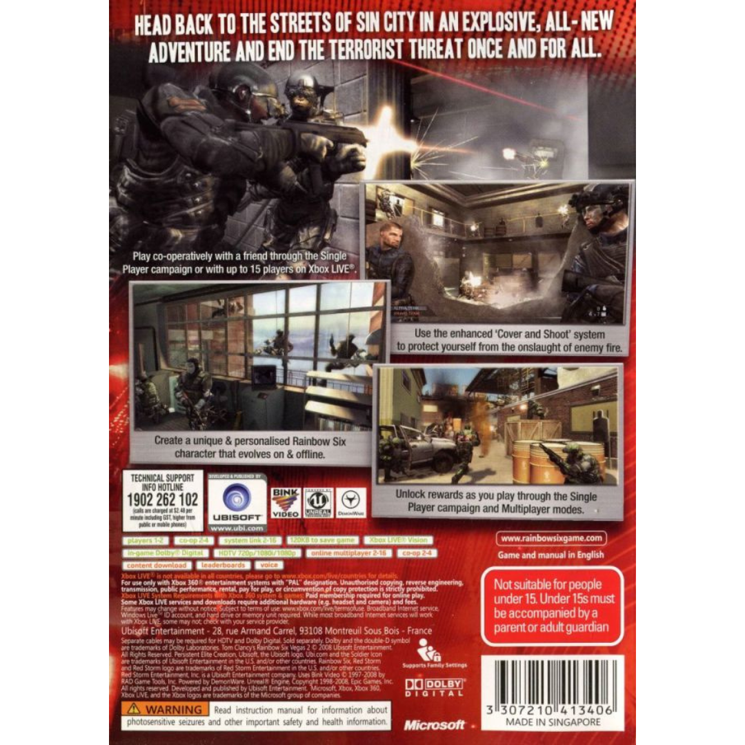 Tom Clancy's Rainbow Six: Vegas 2 back cover