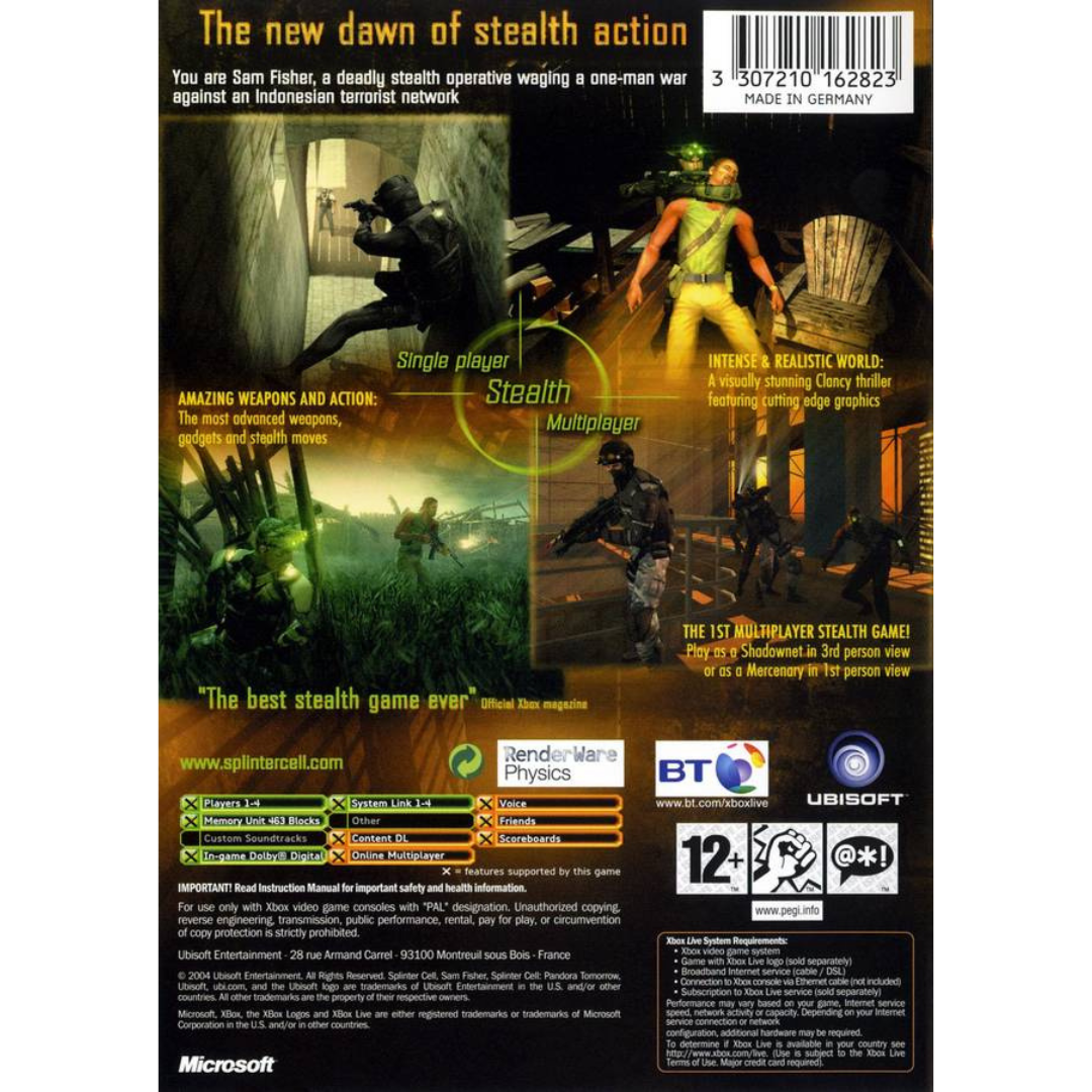 Tom Clancy's Splinter Cell: Pandora Tomorrow back cover