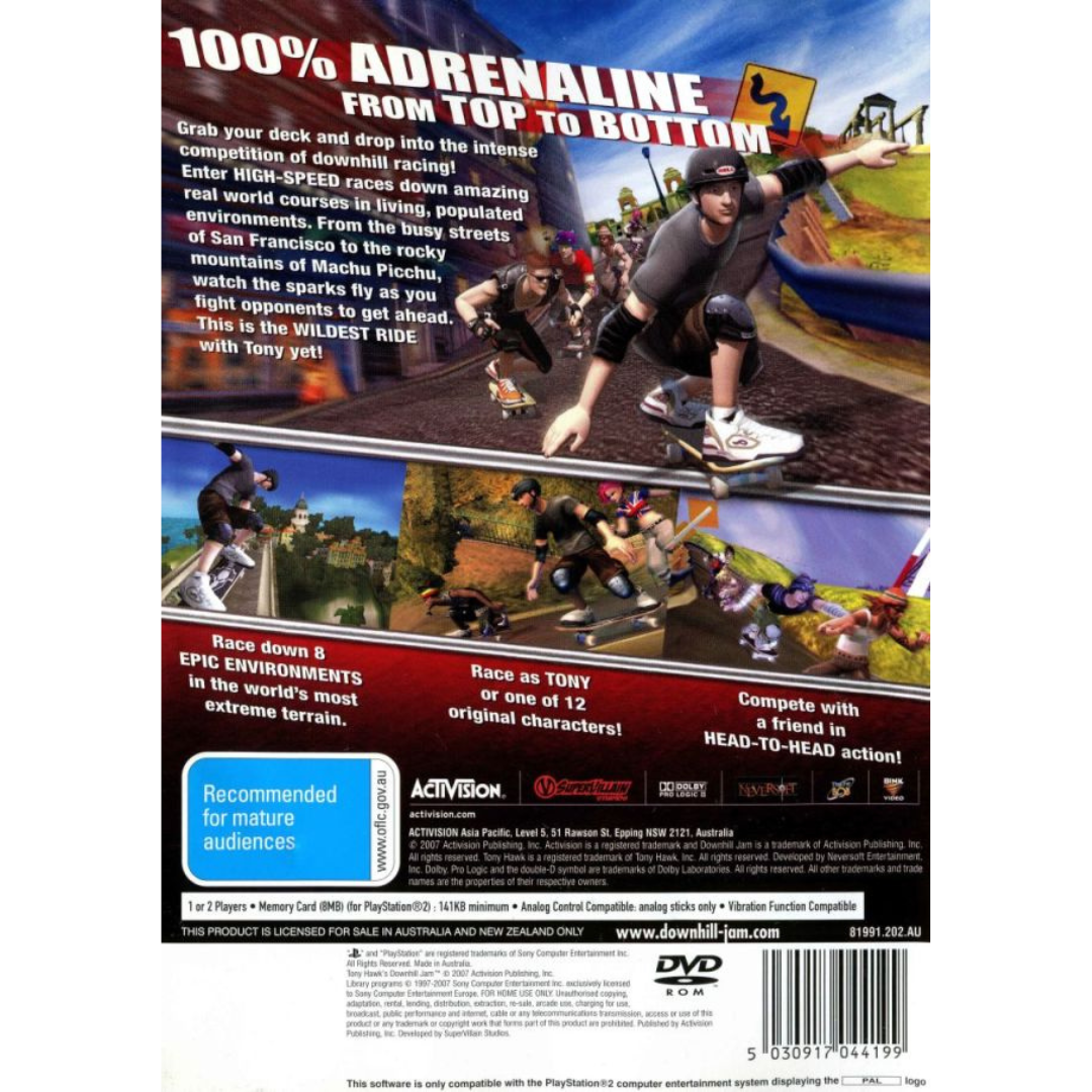 Tony Hawk's Downhill Jam back cover
