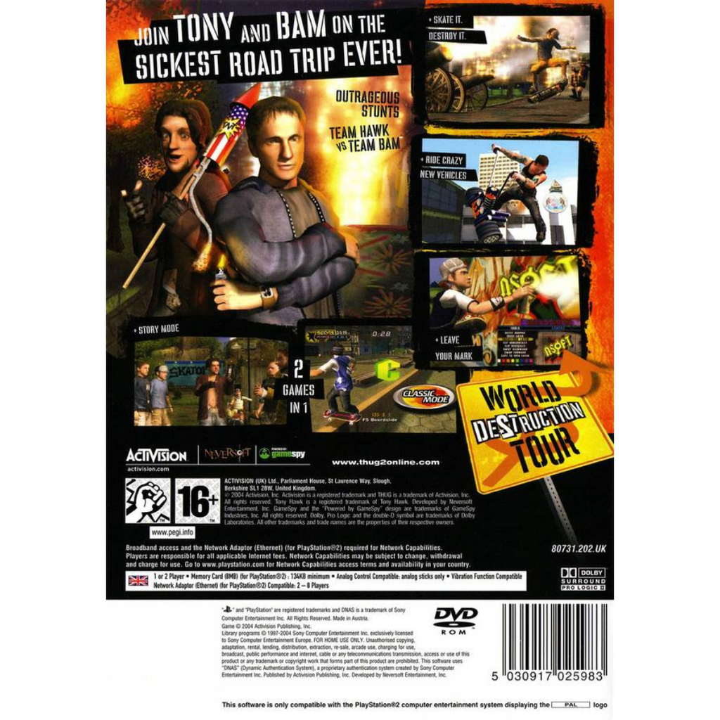 Tony Hawk's Underground 2 back cover
