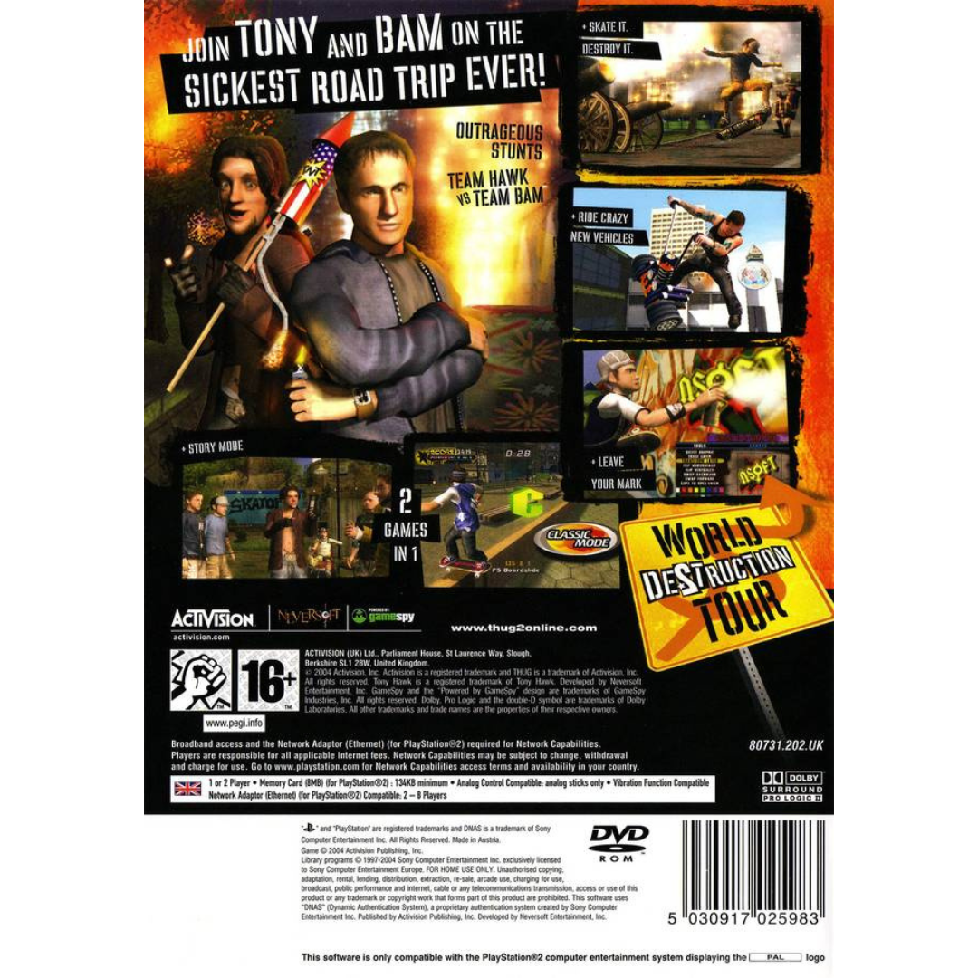 Tony Hawk's Underground 2 back cover