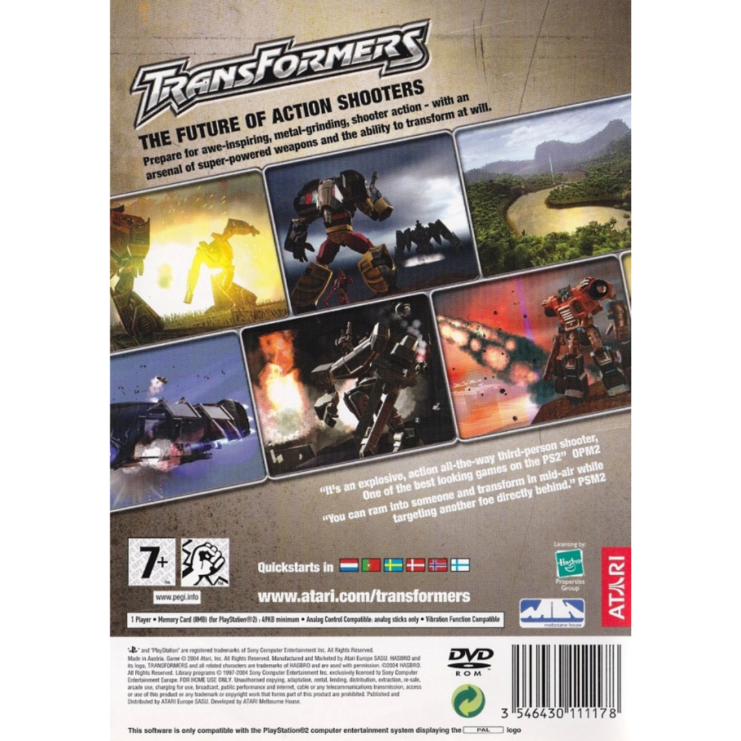 Transformers back cover