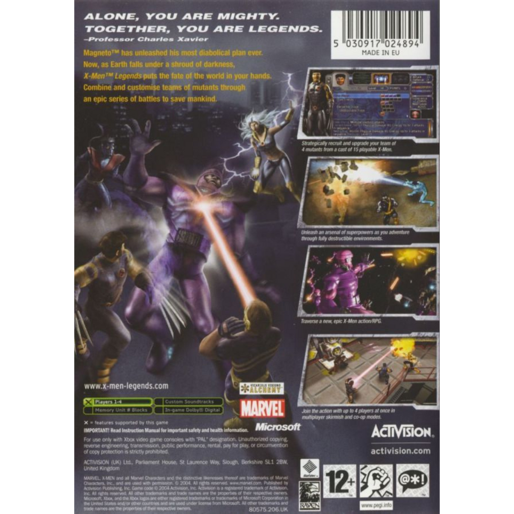 X-Men Legends back cover