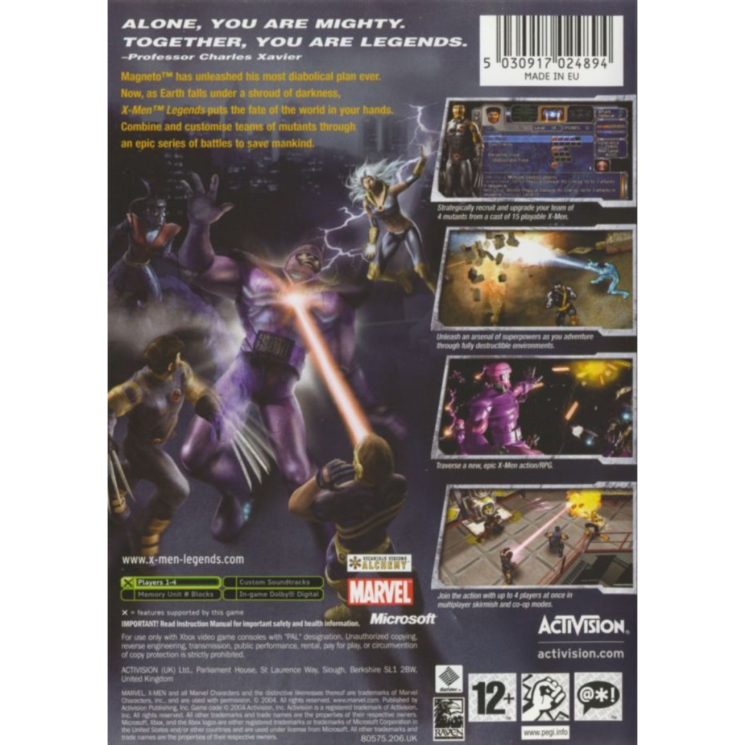 X-Men Legends back cover